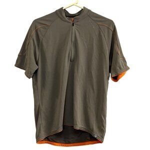 Men's Sugoi Quick Dry Green/Orange Cycling Jersey. Size Medium